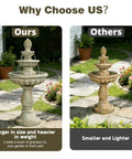 42.5 Inch Outdoor Water Fountain With 3 Tier Cascading Waterfall In Fiber Reinforced Concrete For Garden Patio Backyard And Lawn Decor A Chill Big Outdoor Water Feature For Your Home Oasis compared with another fountain