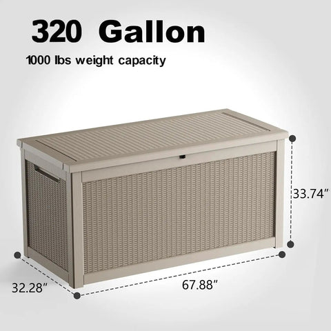 Waterproof Outdoor Storage Box With 320 Gallon Capacity UV Resistant Resin Deck Box Hydraulic Rod For Smooth Lift