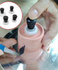 Pottery trimming using Four Size Ceramic Clay Rotary Tool Set with centering aid on clay surface, showing 2.8 cm tool head.