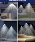 1500W Solar Street Light Outdoor Waterproof Dusk To Dawn Motion Sensor Flood Lights illuminating garage and street scenes