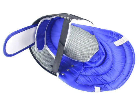 Fencing Foil Mask Helmet CE 350N Certified National Grade Masque with waterproof lining and forehead padding, interior view.