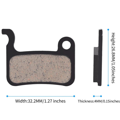Dimensions of a disc brake pad from Four Pairs Beefed Up Bike Disc Brake Pads Kit For Shimano Deore XT SLX Saint Alfine LX M596 M595 XTR M975 M966 M965 Disc Brakes Includes Three Essential Tools Gap Regulator Hydraulic Piston Press Tool And Hex Wrench MTB Ready.