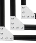 Sturdy Built To Last 2020 Aluminum Extrusion Connector Set With 5 Hole T Shape Joint Plates M5 Nuts And Screws Wrench Included For 2020 Series Aluminum Profile DIY 3D Printer Frame Build, silver 5-hole corner bracket on black 2020 aluminum profile