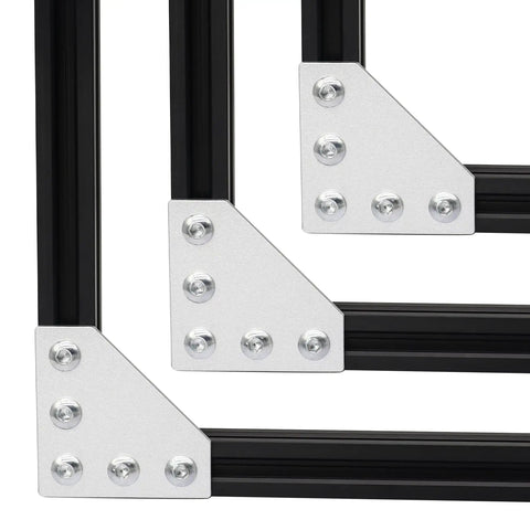 Sturdy Built To Last 2020 Aluminum Extrusion Connector Set With 5 Hole T Shape Joint Plates M5 Nuts And Screws Wrench Included For 2020 Series Aluminum Profile DIY 3D Printer Frame Build, silver 5-hole corner bracket on black 2020 aluminum profile