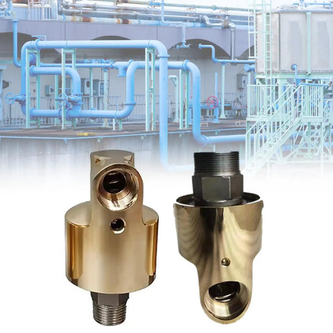1/2 Inch Rotating Joint, 360 Degree Rotary Union For Water, Air And Oil, Brass Heavy Duty Threaded Connectors Built For High Speed Cooling And Easy Maintenance In Industrial Machinery, brass fittings shown