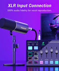 All In One Gaming Studio Audio Kit Pro USB Mixer With RGB Lights XLR Dynamic Microphone on stand with control panel