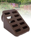 Angled Lawn Drain Grate For Yard Drainage Beefy Heavy Duty Rugged Grate Built For Residential And Commercial Use Easy Install Durable Brown Finish Fits Three Quarter Inch Thin Wall Drain Pipes Multi Purpose Drain Solution, shown in front view with brown finish and slotted design for drainage.