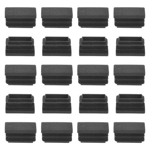 20 Pack One Half Inch Rectangular Tubing End Caps Plastic End Plugs for chair legs and fitness equipment, black color