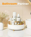 Compact White 360 Rotating Lazy Susan Makeup Trunk Smart Bathroom Storage Rack For Perfumes And Favorites That Always Stays Within Reach