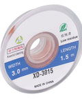 Spool of 5 Pcs Desoldering Wick Solder Braid For PCB Repair And BGA Components, 3mm wide, 1.5m length, labeled XD-3015