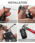 Installation steps for Red Leather Key Chain For Ram 1500 With 360 Degree Rotating Ring And Anti Lost D Ring Durable Car Key Fob Holder