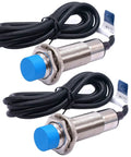 Dual Pack M18 Inductive Proximity Sensor Switch NPN NC 6-36V DC, 8mm Sensing Distance, Metal Cylindrical Housing