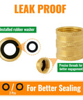 Double Female Garden Hose Connector 3/4 Inch Brass Swivel Adapter With Washers No Fuss Quick Connect Durable Outdoor Hose Fittings For Easy Leak Free Attachments To Most Standard Hoses close-up showing rubber washer and threaded brass connector