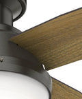 Close-up of Beefy 44 Inch Indoor Ceiling Fan With LED Light And Remote Control In Noble Bronze Finish showing blades and light kit