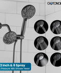 High Pressure Tub And Shower Faucet Set With 6 Modes ABS Handheld Spray Includes Valve Body And Trim Kit Shower Head And Handle