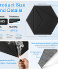 12 Pack Hexagon Acoustic Foam Panels Wall Mounted Self Adhesive Sound Proof Noise Reducing Studio Decor Heavy Duty Black detailed specs and features