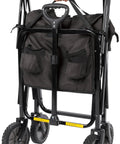 Heavy Duty Collapsible Utility Wagon For Outdoor Gear And Camping 265 Pound Capacity With Wide 40 Inch Loading Space 27 Point 6 Inch High And 20 Inch Deep Includes A Cover Bag For Garden Shopping And Hauls In Black, folded view