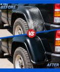 Ultimate Car Scratch And Trim Restoration Kit For Plastic Vinyl And Rubber Quick 3 In 1 Coating applied on car fender