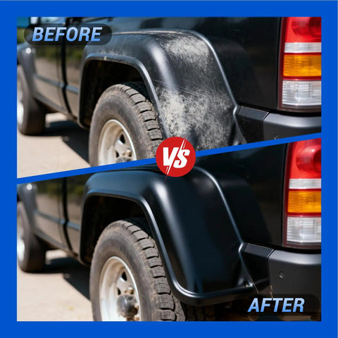 Ultimate Car Scratch And Trim Restoration Kit For Plastic Vinyl And Rubber Quick 3 In 1 Coating applied on car fender