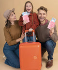 Level Up Your Vacation Vibe With This Sleek RFID Blocking Passport Holder Featuring A Secure Magnetic Closure For Fast Easy Access By Men And Women Safely Stores ID Cards Tickets And Cash On The Go with family at airport.