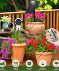 Solar Powered Drip Irrigation System For Indoor And Outdoor Gardens Auto Watering For 15 Potted Plants with solar panel