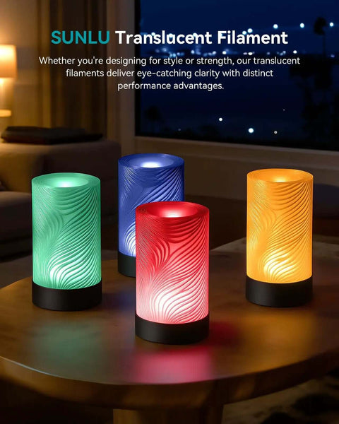 Multicolor lamps made with Clear PLA Filament Bundle 1.75mm, frosted translucent finish for diffused light in home setting