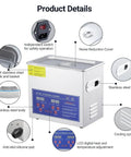 Digital Ultrasonic Cleaner 3.2L Tank With Heater And Timer For Jewelry Glasses Watches Dentures And Small Parts 40kHz Stainless Steel Cleaning Machine with LCD controls and stainless steel tank.