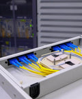 Fiber Optic FC To FC APC Round Flange Single Mode Simplex Adapter Pro Grade Pack Of 10 installed in data center setup