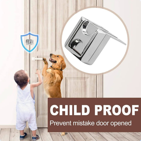 Home Door Lock Security 2 Pack Reinforcement Lock for Inward Swinging Doors Upgraded Zinc Alloy One Piece Latch shown installed