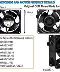 Upgraded OEM WR60X26866 evaporator fan motor for refrigerator with dimensions and compatible models