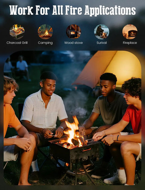 Natural Pine Fire Starter Cubes For Fireplace Campfire Chimney BBQ And Fire Pit 32 Cube Pack used in outdoor camping setting