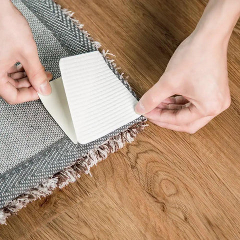 Applying Rug Stays Put Non Slip Gripper Pads, 4 Pack For Hardwood Floors, Reusable Washable Carpet Tape That Keeps Rugs In Place