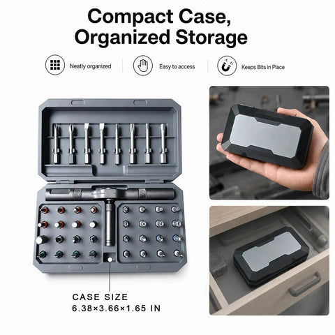 42 In 1 Magnetic Ratcheting Screwdriver Set With T Handle Multi Bit Repair Tool Kit In Compact Case for Electronics Computers