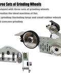 Pro Level Heavy Duty Belt Sander And Knife Grinder With Variable Speed Control, smooth rolling grinding wheels and three grinding options