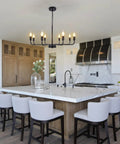 Matte Black Chandelier For Dining Room Living Room Foyer And Kitchen Island With 8 Lights Modern Farmhouse Rustic Industrial Pendant Light Fixture For Ceiling Mount Dope Vibe That Slaps over a kitchen island