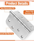 Product details of 3 Pack Heavy Duty 304 Stainless Steel Door Hinges With Ball Bearings showing non-removable pin and smooth ball bearing features.