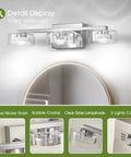 Dimmable Led Three Light Bathroom Vanity Light Over Mirror with modern crystal brushed nickel finish and clear glass shades