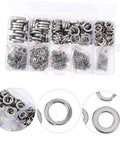 600 Pieces Stainless Steel Locking Spring Washers Set And Split Washers Assortment For M2 Bolts Sealing Gasket Kit Dope Value Pack For Auto Motor And DIY Projects, split washers in organizer