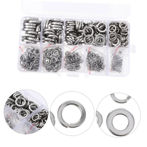 600 Pieces Stainless Steel Locking Spring Washers Set And Split Washers Assortment For M2 Bolts Sealing Gasket Kit Dope Value Pack For Auto Motor And DIY Projects, split washers in organizer