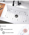 Heavy-Duty Stainless Steel Sink Grid Protectors for Single Bowl Kitchen Sinks, center drain, polished finish, in use