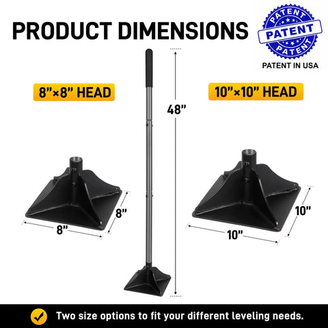 Heavy Duty Rustproof Steel Tamper With 48 Inch Handle For Ground Leveling And Paver Installations 8X8 Inch Steel Head Rubber Grip
