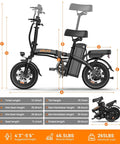 Side view of Folding Electric Bike For Adults And Teens Portable 14 Inch Commuter Ebike With 500W Peak Motor in matte black
