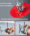 Heavy Duty Wire Spool Rack Dispenser with automatic retraction component and three-claw linkage design, shown in detail.