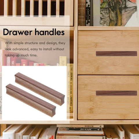 Two Pack Walnut Wood Drawer Handles 150mm Center To Center Cabinet Pulls for Kitchen Dresser Wardrobe and Furniture