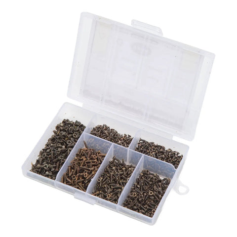 1200 Piece Woodworking Screws Kit M2 M5 Self Tapping Cross Countersunk Set with assorted sizes in plastic storage box