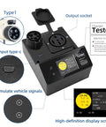 Real Deal Portable J1772 Electric Vehicle Charger Tester With Built In Resistive Load And Vehicle Simulator, Type C input and display.