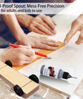 Ultra Fine Graphite Powder for Pinewood Derby Cars Half Ounce with Precision Needle Tip Applicator, shown with wooden car model