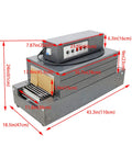 Heavy Duty 220V Heat Shrink Wrap Machine With Electric Tunnel Conveyor And Film Sealer, dimensions labeled on machine