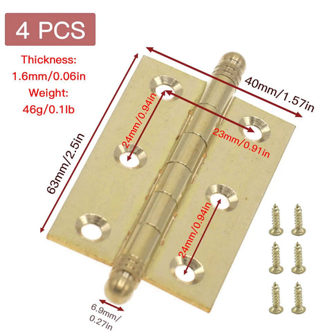 Heavy Duty 2.5 Inch Polished Solid Brass Butt Hinges 4 Pack With Matching Mounting Screws For Cabinet And Bifold Doors Built Like A Tank No Sweat Installation Top Notch Polish Every Time