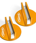 2Pack Magnetic Frame Rail Protector for Cars With Aluminum Grooved Pinch Weld Adapter, orange finish, top view